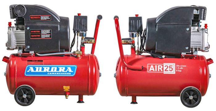 Поршневой компрессор Aurora AIR-25, коаксиальный привод, масляный, 206 л/мин, 220В