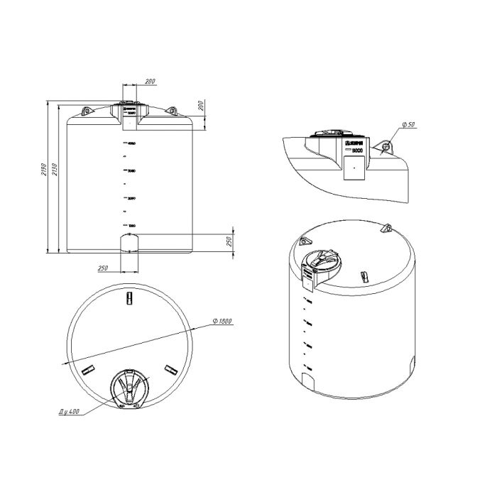 Емкость цилиндрическая вертикальная R TOR 5000 л