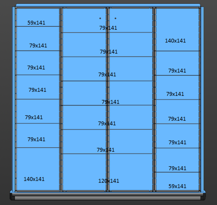 Делители для ящика тумбы комплект Ferrum 45.04071, 27 ячеек