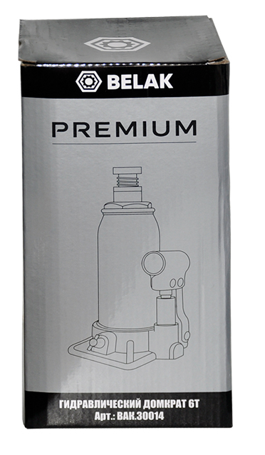 Домкрат бутылочный гидравлический 6 тонн БелАК PREMIUM BAK.30014, автомобильный