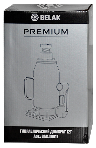 Домкрат бутылочный гидравлический 12 тонн БелАК PREMIUM BAK.30017, автомобильный