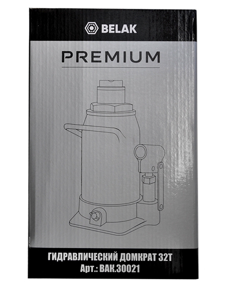 Домкрат бутылочный гидравлический 32 тонны БелАК PREMIUM BAK.30021, автомобильный