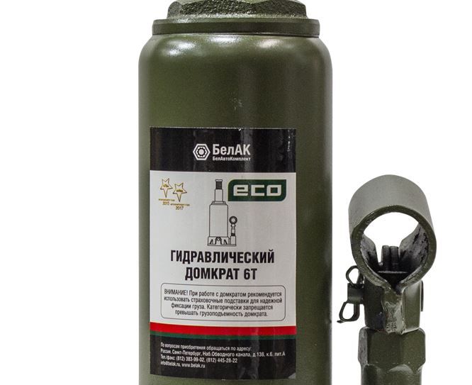 Домкрат бутылочный гидравлический 6 тонн БелАк "ЭКО" БАК.70015, автомобильный