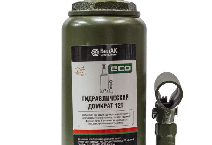 Домкрат бутылочный гидравлический 12 тонн БелАк "ЭКО" БАК.70018, автомобильный
