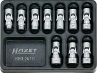 HAZET Набор торцевых 6-гр. головок c карданами в ложементе 3/8, 10 предметов  880G/10