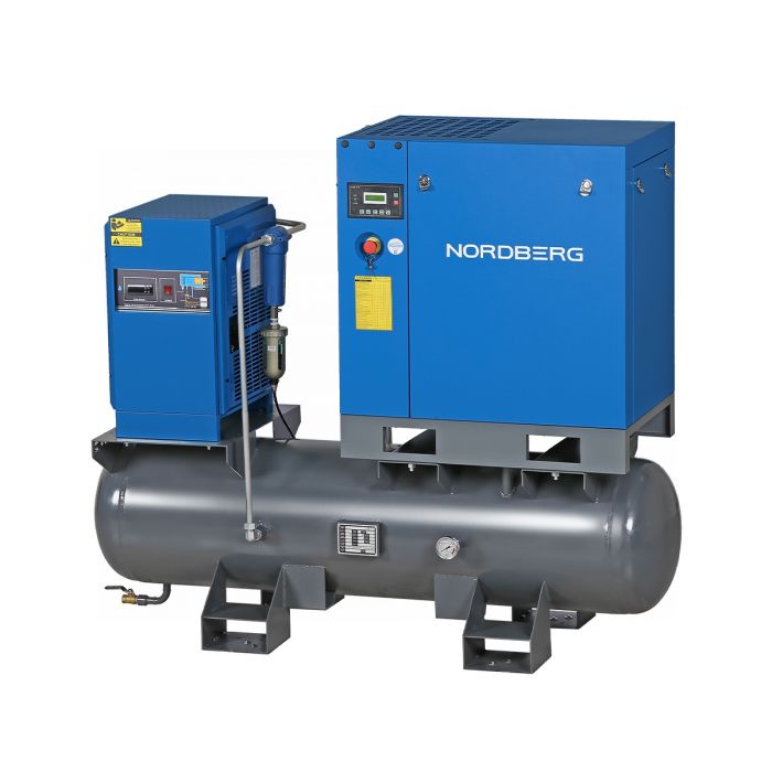 Винтовой компрессор Nordberg NCC10RD, прямой привод, 10 бар, IP55, 900л/мин, 260л, с осушителем