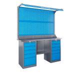 Верстак слесарный Верстакофф SLF 161.55.1-2FR, 2 тумбы, 5+5 ящиков, двойной экран, подсветка