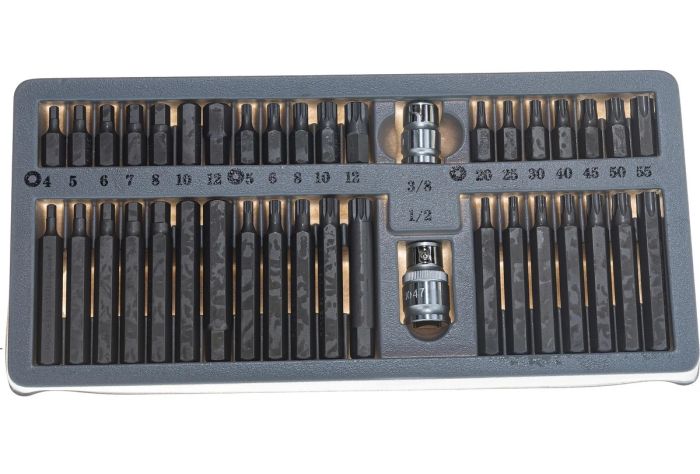 Набор бит-шестигран. 12лучевых FORCE 4401, 1/2", 3/8", 30/75мм, 40пр.