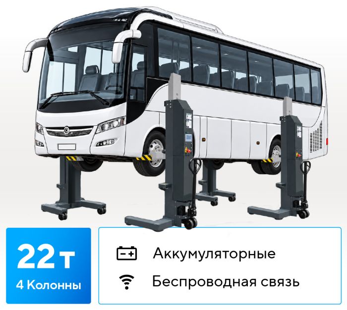 Подкатной подъёмник электрогидравлический 22тонн (4х5,5т) Nordberg N955-4-G-W, аккумуляторный