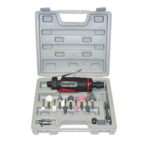 Пневмодрель Rossvik АТ 7033 ВК-1, 20000об/мин, в кейсе с набором насадок