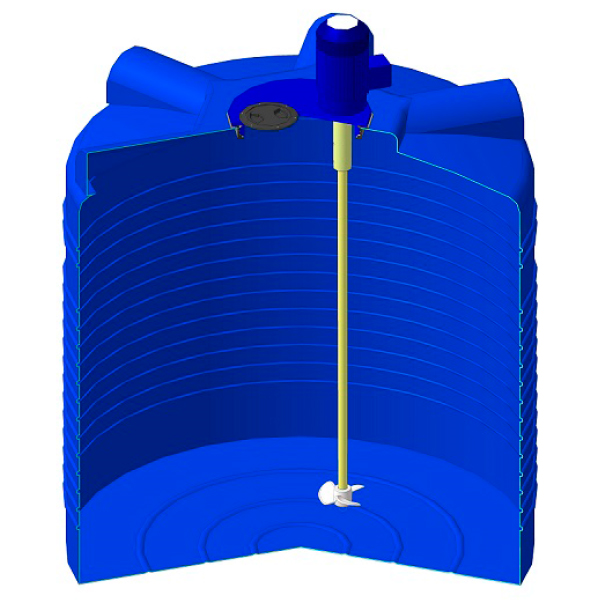 Емкость цилиндрическая ЭкоПром ЭВЛ 1000, с пропеллерной мешалкой, 1000 литров