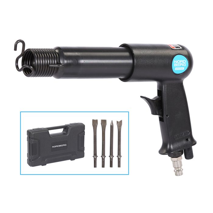 Пневмозубило NORDBERG NP5094K, 250мм, 1/4", 2500уд/мин, с комплектом насадок