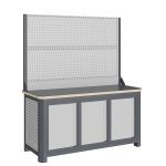 Верстак слесарный Верстакофф MCN 1552.S777-2, 3 тумбы с дверцами, с дв. экраном