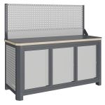 Верстак слесарный Верстакофф MCN 1552.S777-1, 3 тумбы с дверцами, с экраном