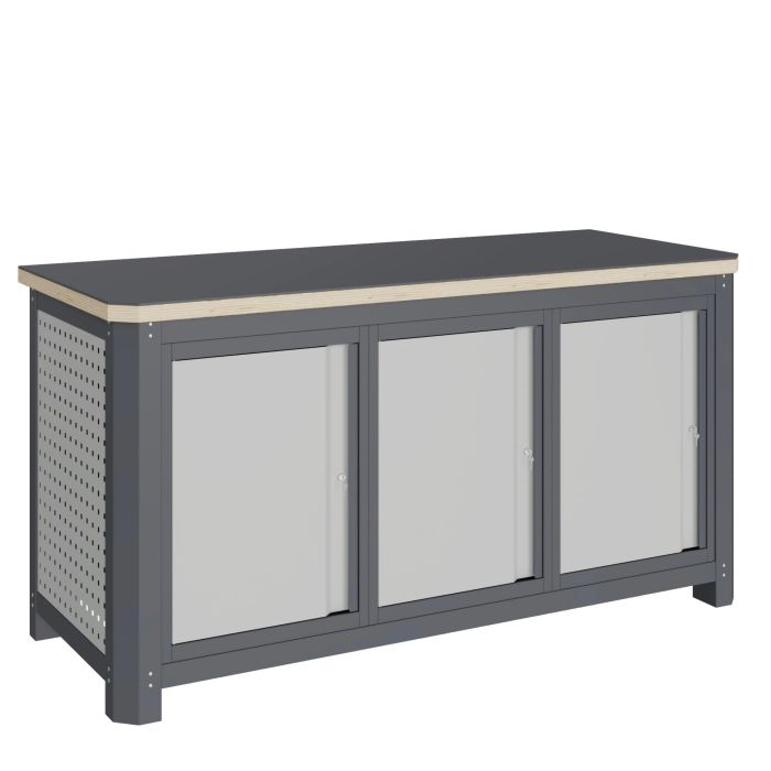 Верстак слесарный Верстакофф MCN 1552.S777, 3 тумбы с дверцами