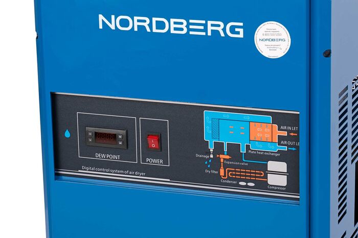 Рефрижераторный осушитель воздуха Nordberg NCD10, 16 бар, 1200л/мин