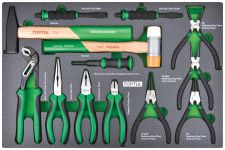 Набор инструментов, молотки, выколотки и губцевый, 13 пр. в мягком ложементе TOPTUL  GED1353