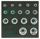 Набор торцевых головок TORX Plus EPR 1/4",3/8",1/2" 5-ти лучевые, 6EPR-32EPR, 16 пр. на ложементе TOPTUL GABF1601