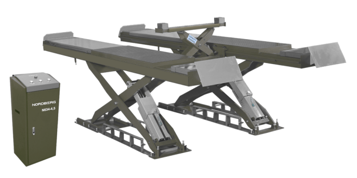 Подъемник автомобильный ножничный 4,5 тонны Nordberg N634-4,5, гидравлический, 380В