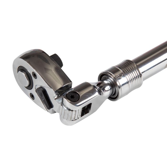 Трещотка флажковая с кнопкой, шарнирная МАСТАК 010-43719, 1/2", 350-490 мм, 72 зубца, телескопическая