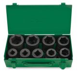 Набор ударных головок 1" 24-41 мм и футорки 17,19 и 21 мм, 9 предметов TOPTUL GDAD0901