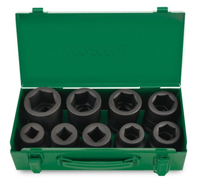 Набор ударных головок 1" 24-41 мм и футорки 17,19 и 21 мм, 9 предметов TOPTUL GDAD0901