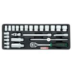 Набор головок и аксессуаров 3/8" 6-24 мм, 25 предметов в ложементе TOPTUL  GCAT2502