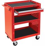 Тележка инструментальная Мастак 520-01580MR, открытая, 3 полки, выдвижной ящик