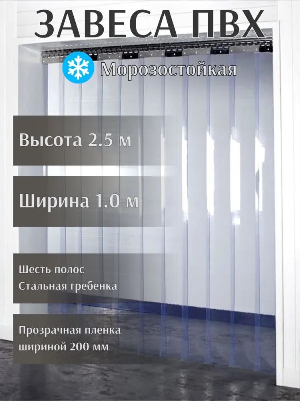 Завеса ПВХ прозрачная морозостойкая, 2,5мх1м