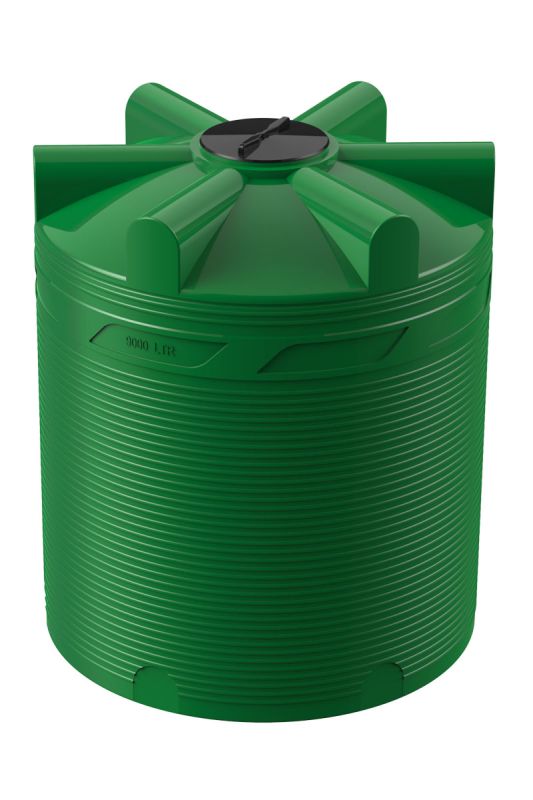 Емкость цилиндрическая Polimer-Group V 9000, 9000 литров, зеленая