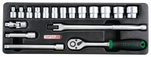 Набор головок и аксессуаров 3/8" 6-24 мм, 18 предметов в ложементе (A) TOPTUL GCAT1808