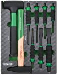 Набор инструментов, молоток, выколотки и зубила 9 пр. в мягком ложементе TOPTUL  GEB0904