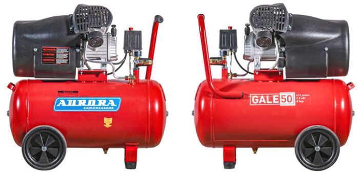 Поршневой компрессор Aurora GALE-50, коаксиальный привод, масляный, 412 л/мин, 220В