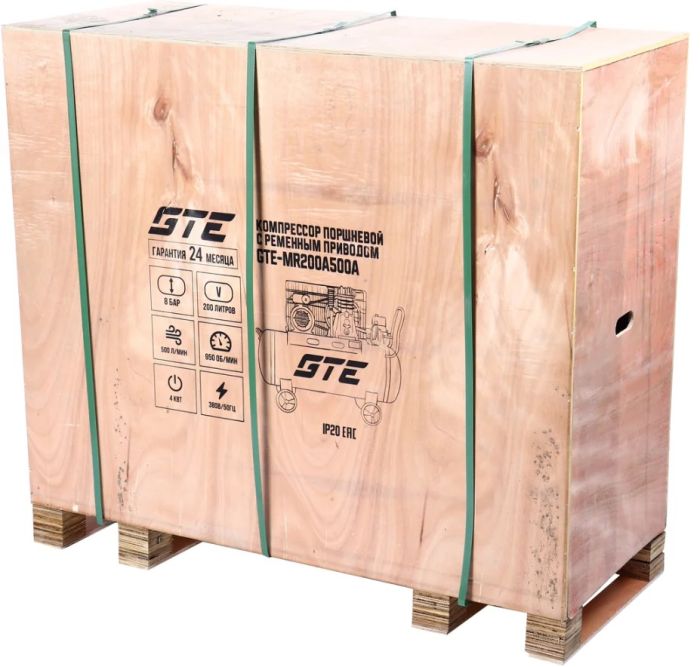 Поршневой компрессор GTE GTE-MR200A500A, ременной, 500л/мин, 200л, 380В