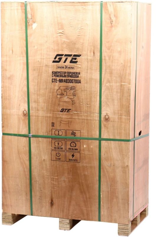 Поршневой компрессор GTE GTE-MR4B300700A, ременной, 700л/мин, 300л, 380В