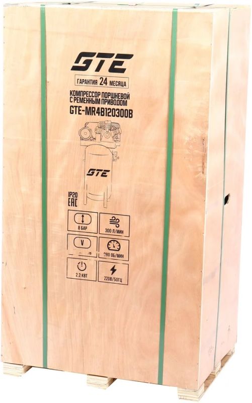 Поршневой компрессор GTE GTE-MR4B120300B, ременной, 300л/мин, 120л, 220В