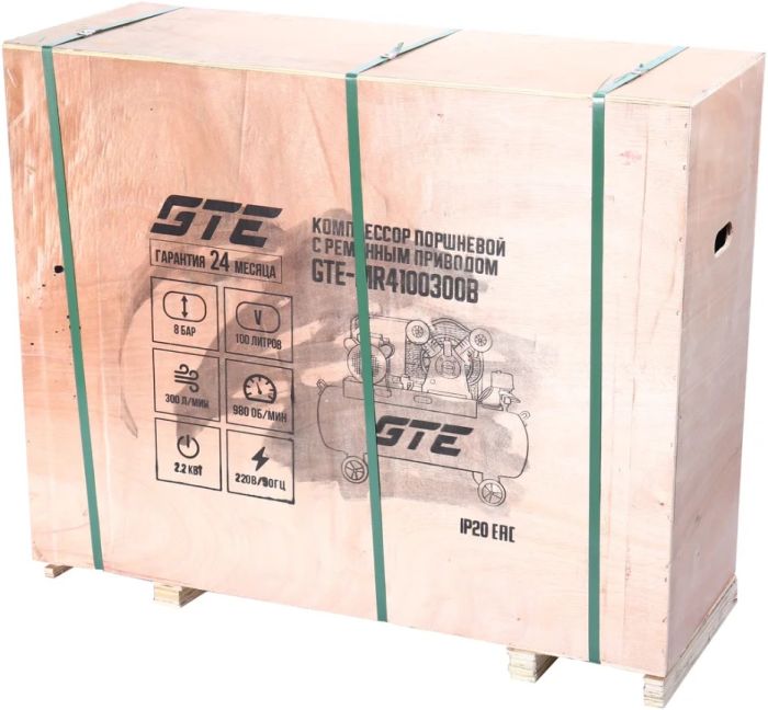 Поршневой компрессор GTE GTE-MR4100300B, ременной, 300л/мин, 100л, 220В