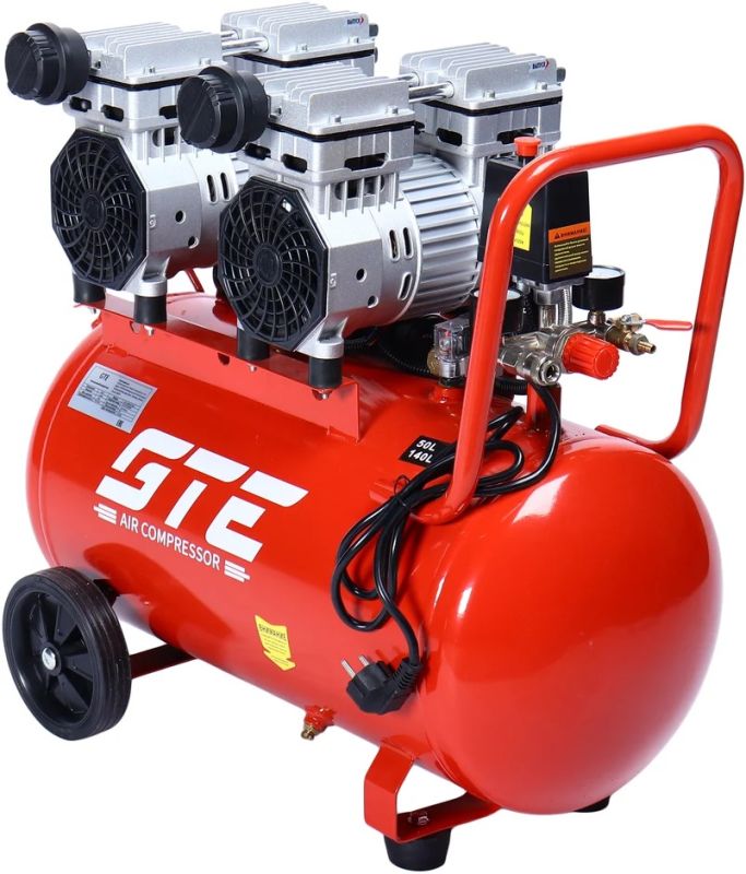 Поршневой компрессор GTE GTE-HMP050140B, поршневой безмасляный, 140л/мин, 50л, 220В