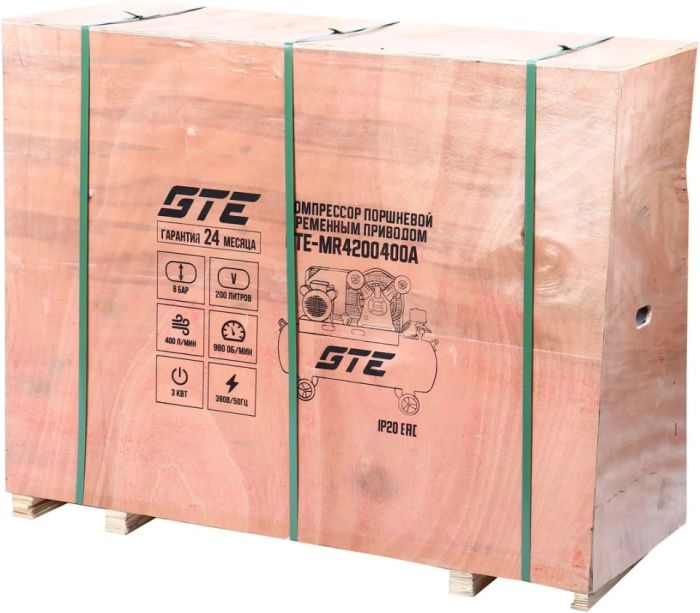 Поршневой компрессор GTE GTE-MR4200400A, ременной, 400л/мин, 200л, 380В