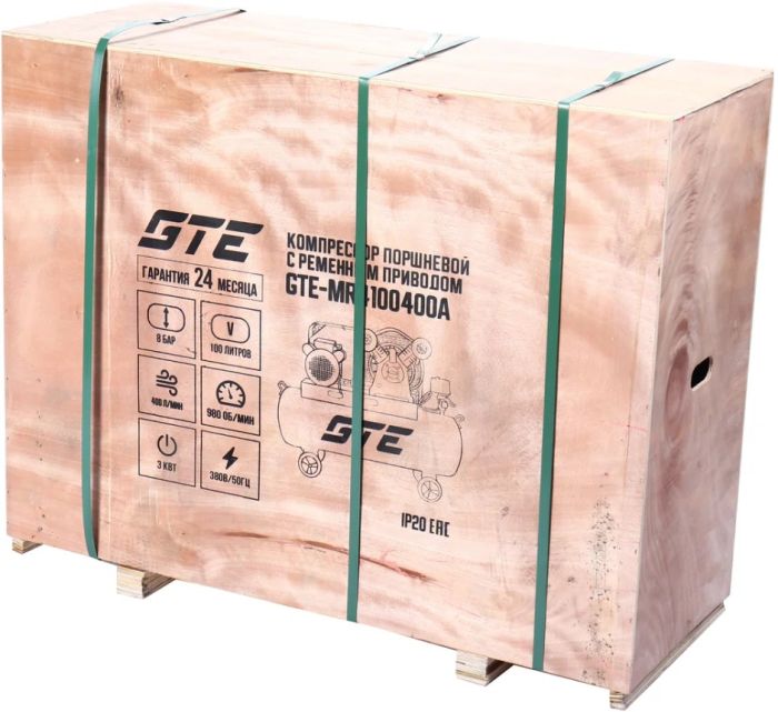 Поршневой компрессор GTE GTE-MR4100400A, ременной, 400л/мин, 100л, 380В