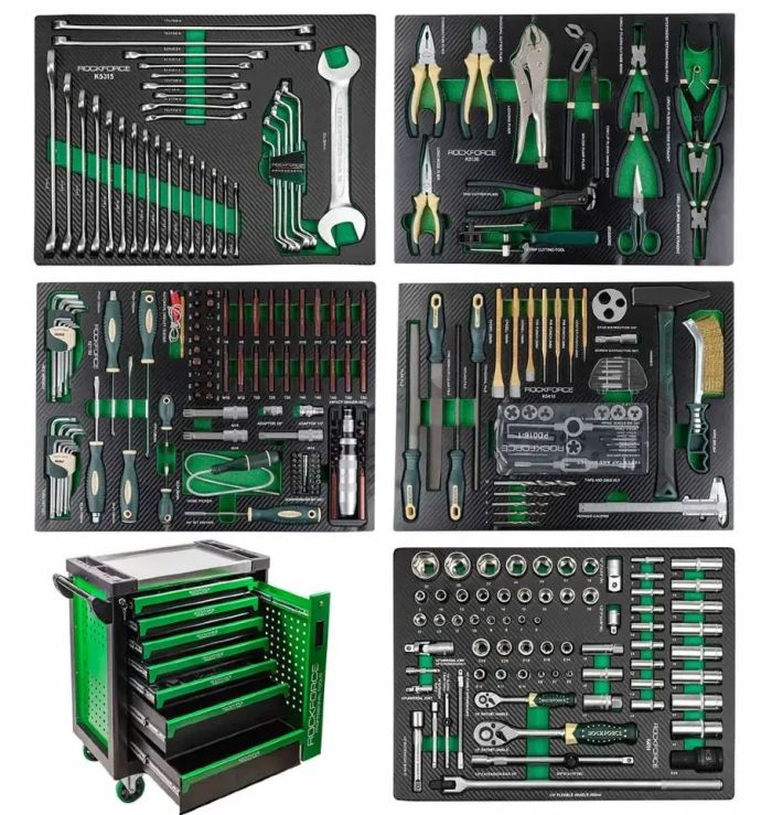 Тележка инструментальная ROCKFORCE RF-55311, закрытая, 7 ящиков, с инструментом 274пр.