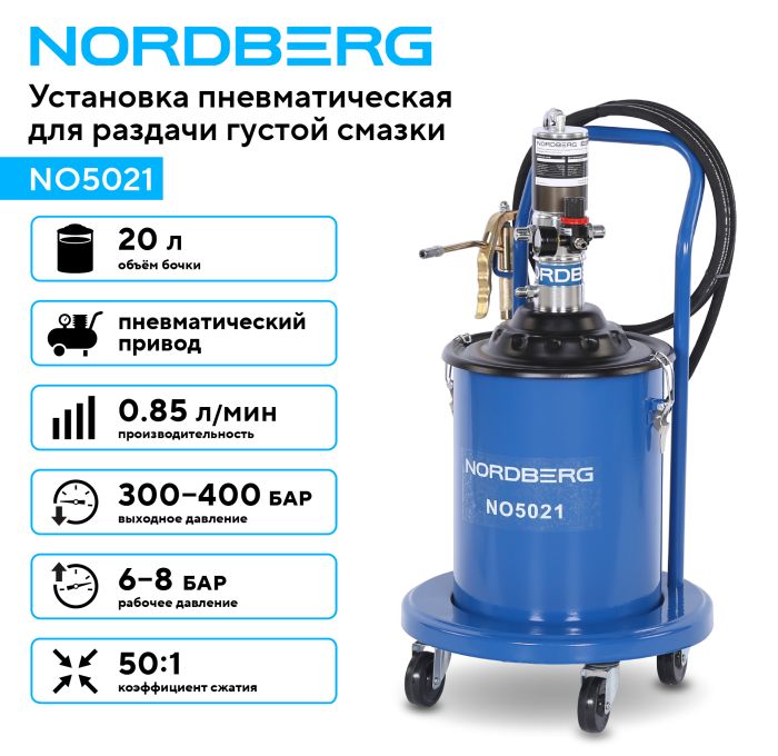 Нагнетатель смазки (солидолонагнетатель) Nordberg NO5021, пневматический, 20л