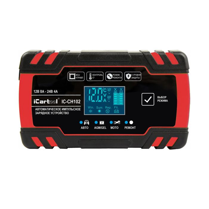 Импульсное зарядное устройство iCartool IC-CH102, 12/24В, с функцией восстановления