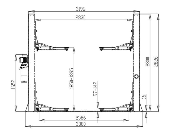 Подъемник двухстоечный автомобильный 4 тонны ROSSVIK T4_380V, электрогидравлический, 380В