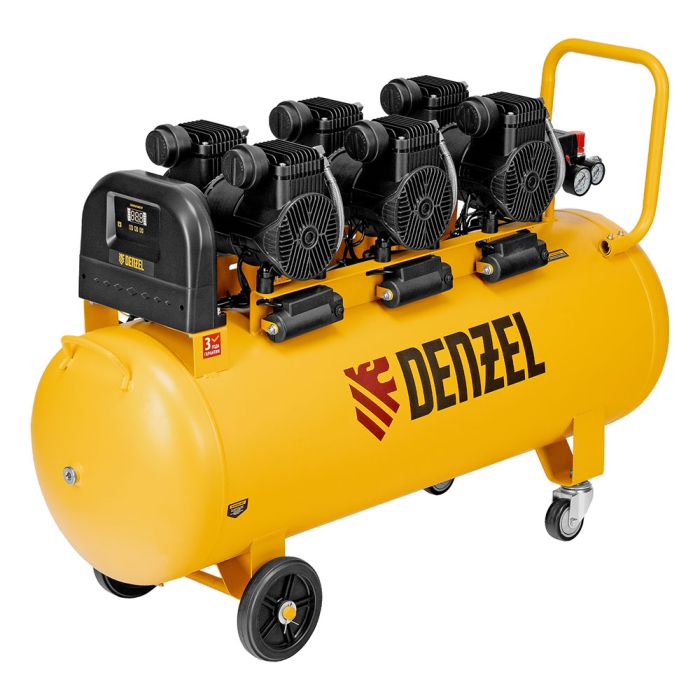 Поршневой компрессор Denzel DLP-4500/150, прямой привод, безмасляный, 750 л/мин, 220В, 150л