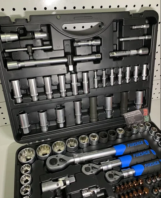 Набор инструментов в кейсе Forsage F-41501-5 PREMIUM, 156 предметов, с трещоткой, 1/2", 1/4", 3/8"
