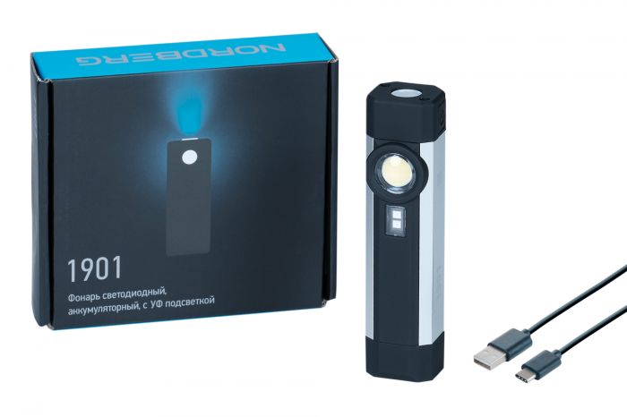 Фонарь светодиодный Nordberg 1901, 1+1, с УФ подсветкой, аккумуляторный