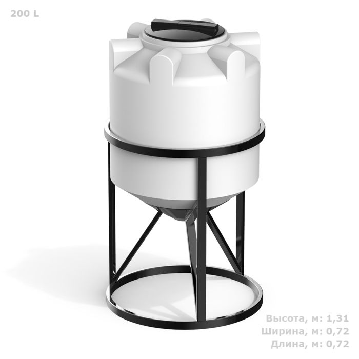 Емкость конусообразная Polimer-Group K 200, 200 литров, в обрешетке