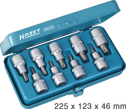 Набор головок с насадками TORX 1/2" Т20-Т60 HAZET 992/9
