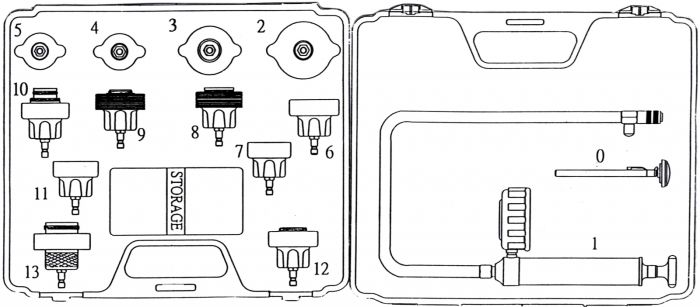 Комплект для опресовки системы охлаждения СТАНКОИМПОРТ KA-7230K, 14 шт.